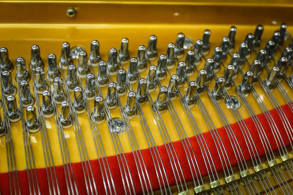 Thợ lên dây piano đang điều chỉnh chốt